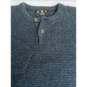 J. Riggings Sportswear Men's Large Blue Gray Chunky Textured Knit Henley Sweater